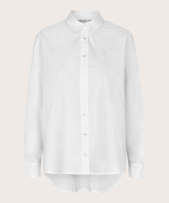 Baumwollhemd mit längerem Rücken, White