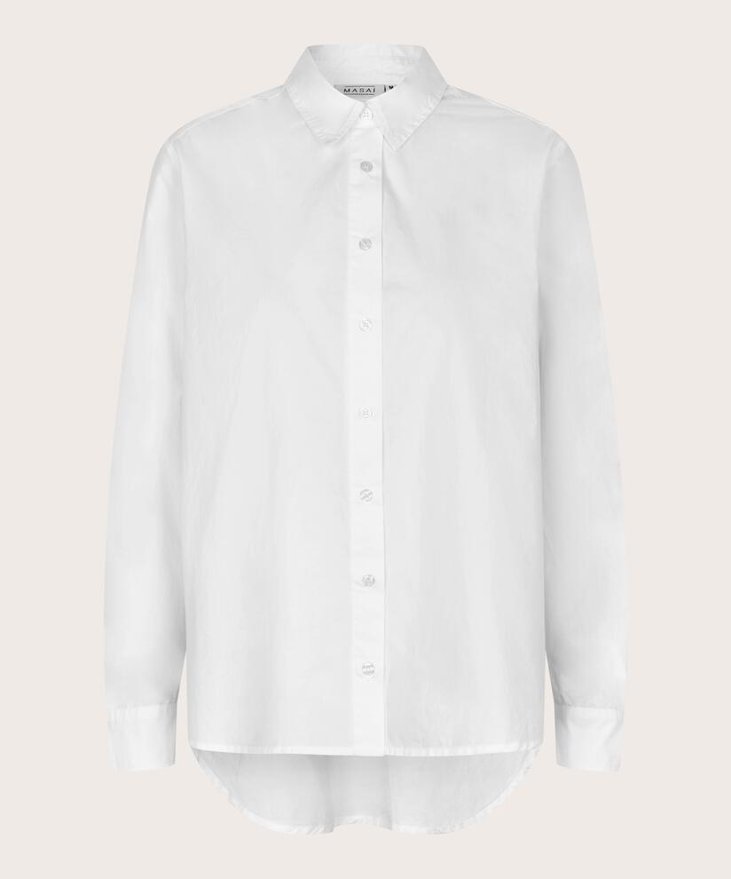 Baumwollhemd mit längerem Rücken, White