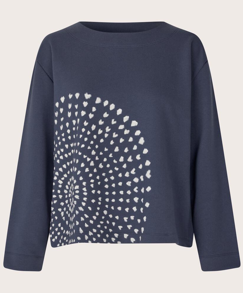 Sweatshirt mit handgemaltem Aufdruck, Mood Indigo
