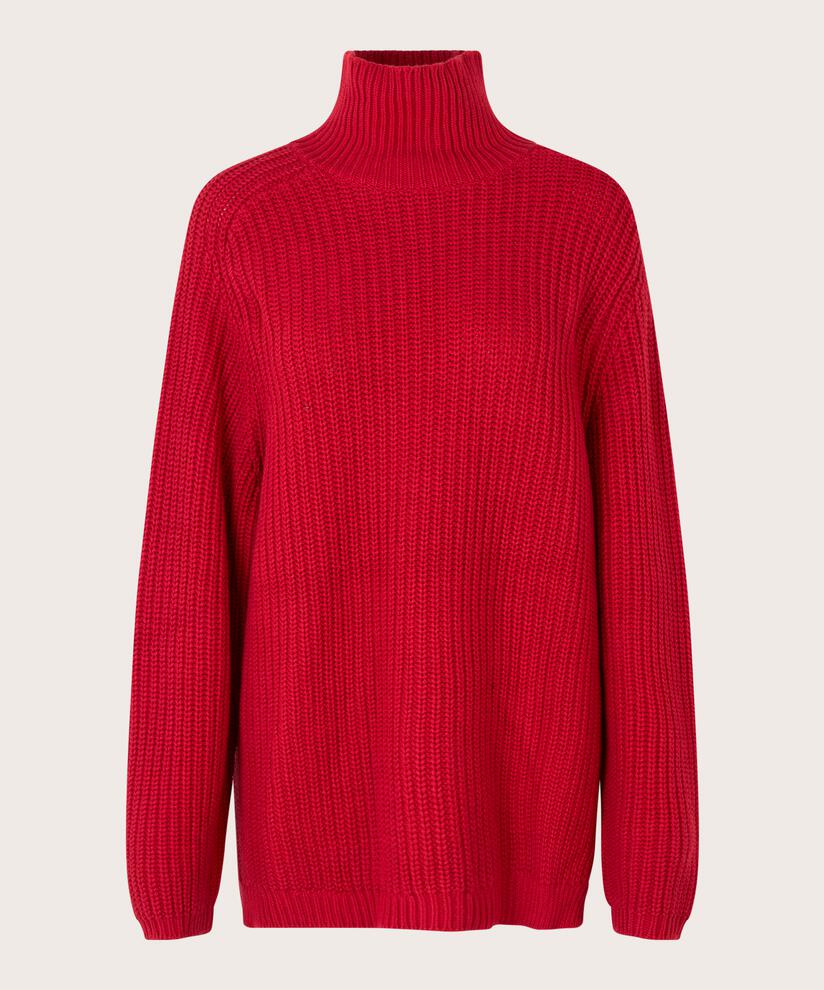 Baumwollstrickpullover mit Rollkragen, Scarlet Sage