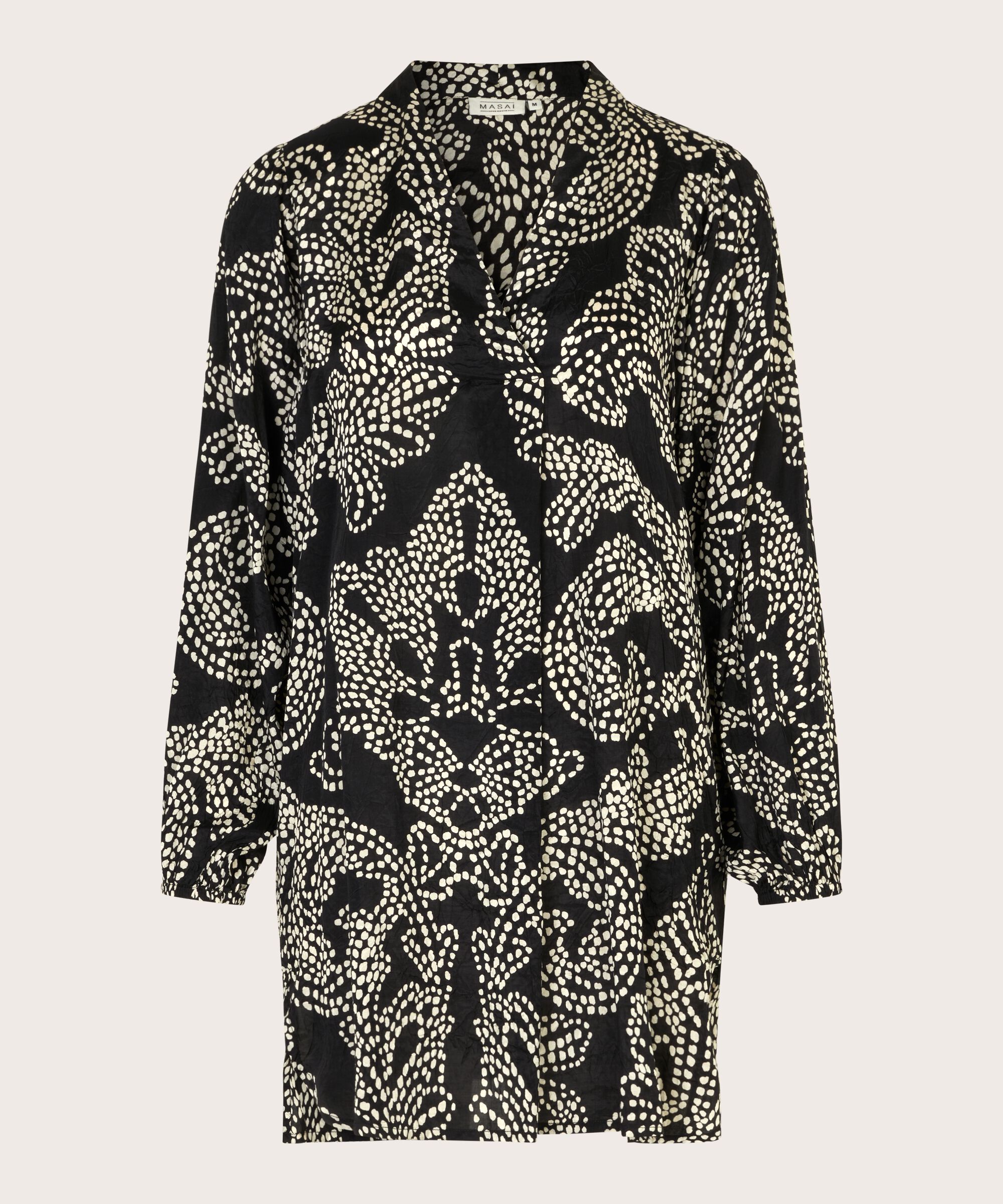 Tunika mit Wickeleffekt und 3/4 Ärmeln, Black