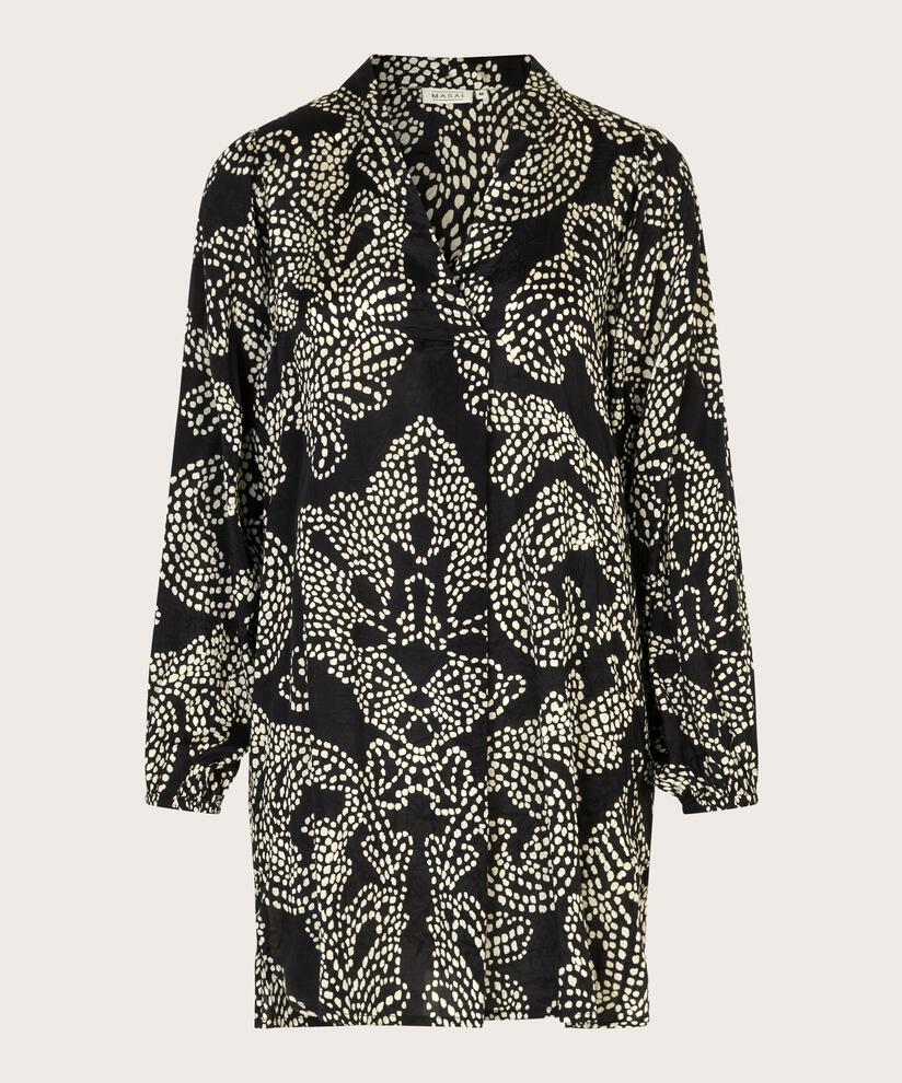 Tunika mit Wickeleffekt und 3/4 Ärmeln, Black