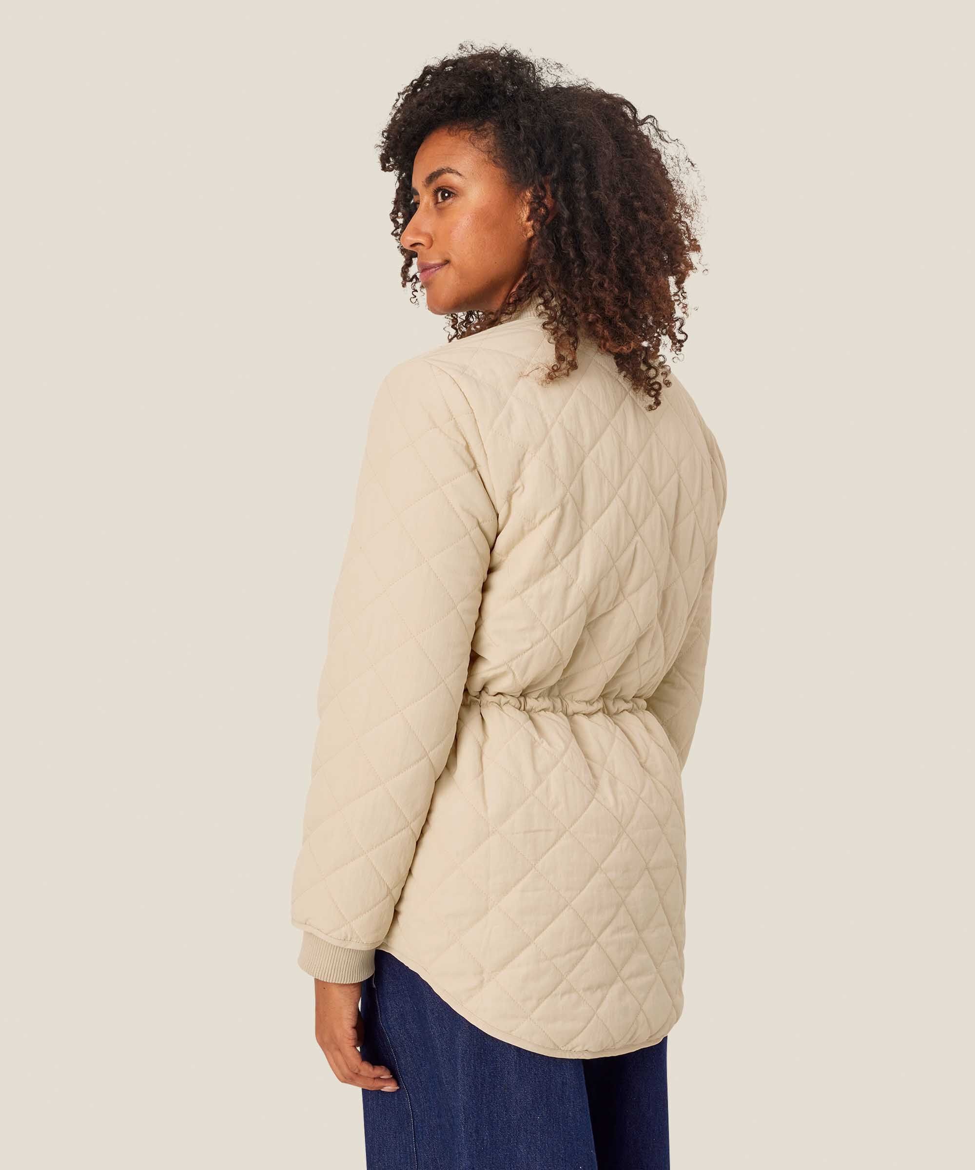 Steppjacke mit Rippdetails und Eingrifftaschen, Oyster White