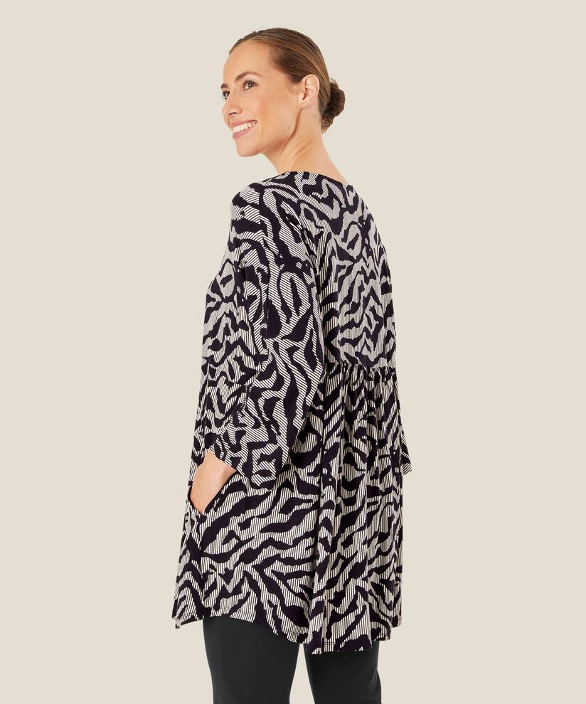 Bedruckte Tunika Mit Langen Ärmeln, Black