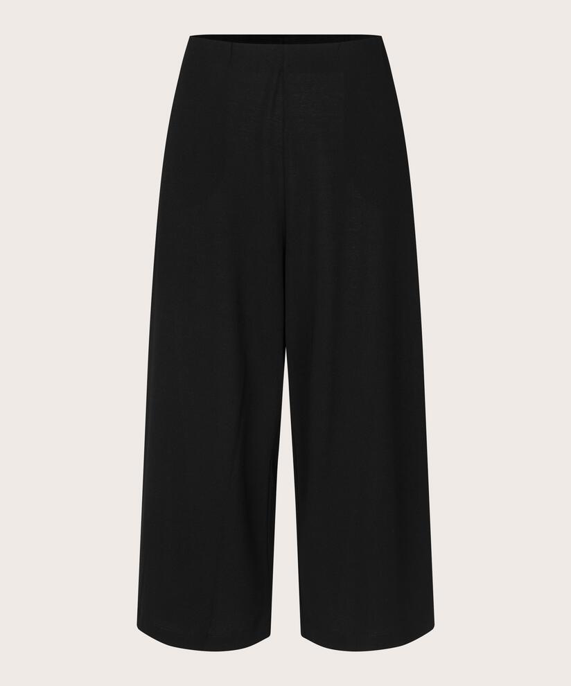 verkürzte Jerseyhose mit elastischem Bund, Black