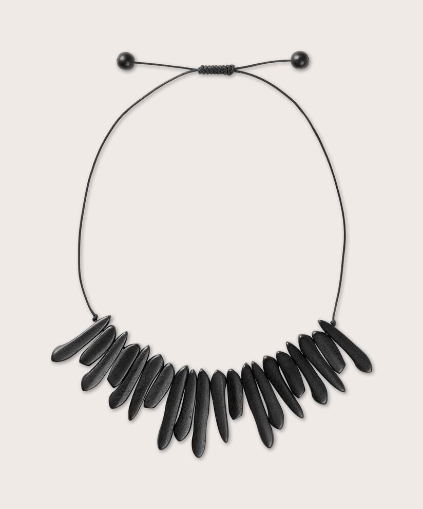 Halskette mit schwarzen Holzperlen, Black