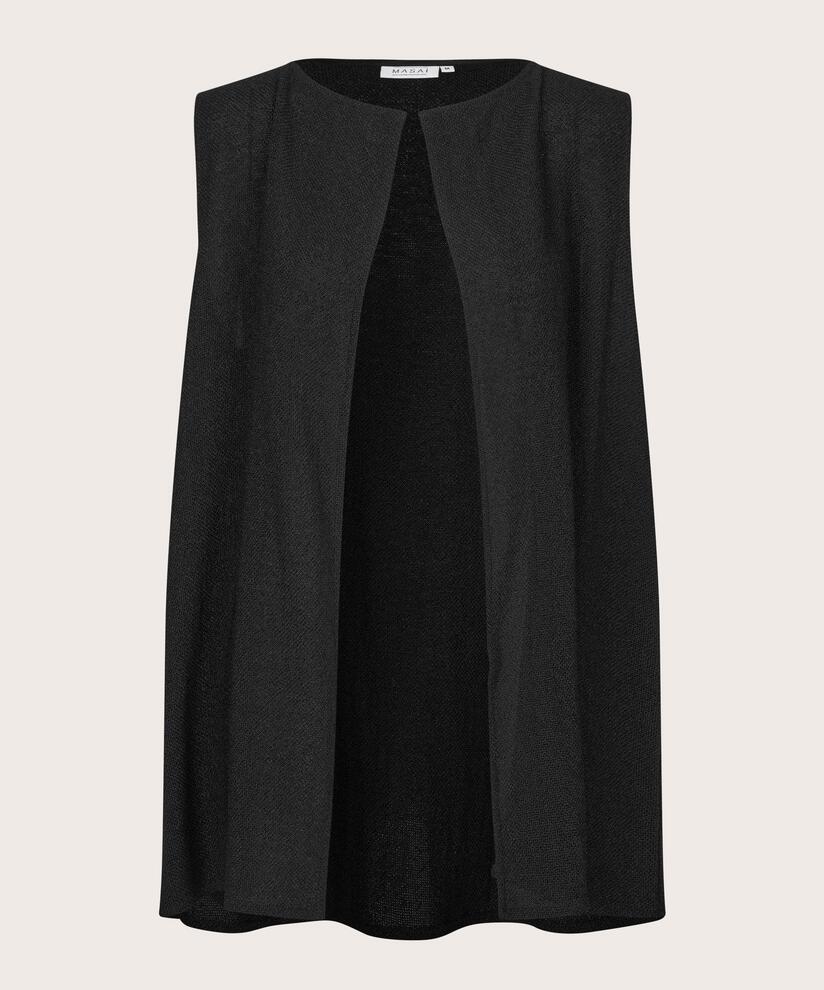 Lange, Offene Bouclé-weste, Black