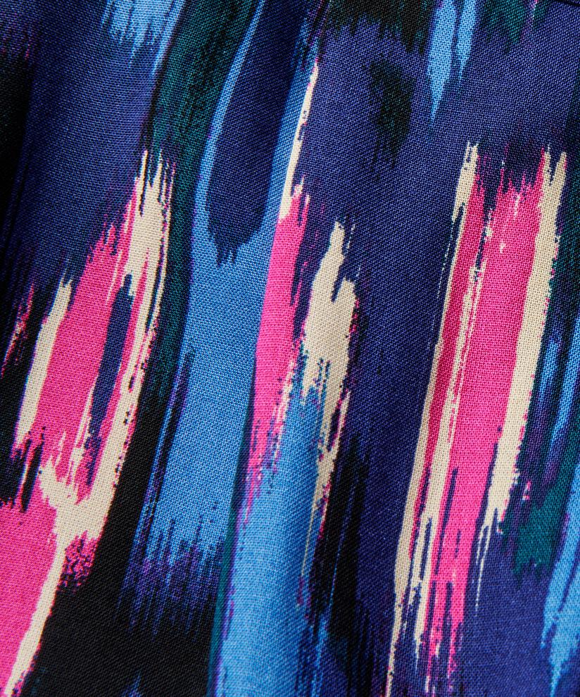 Bedrucktes Viskosekleid mit Rundhalsausschnitt, Federal Blue
