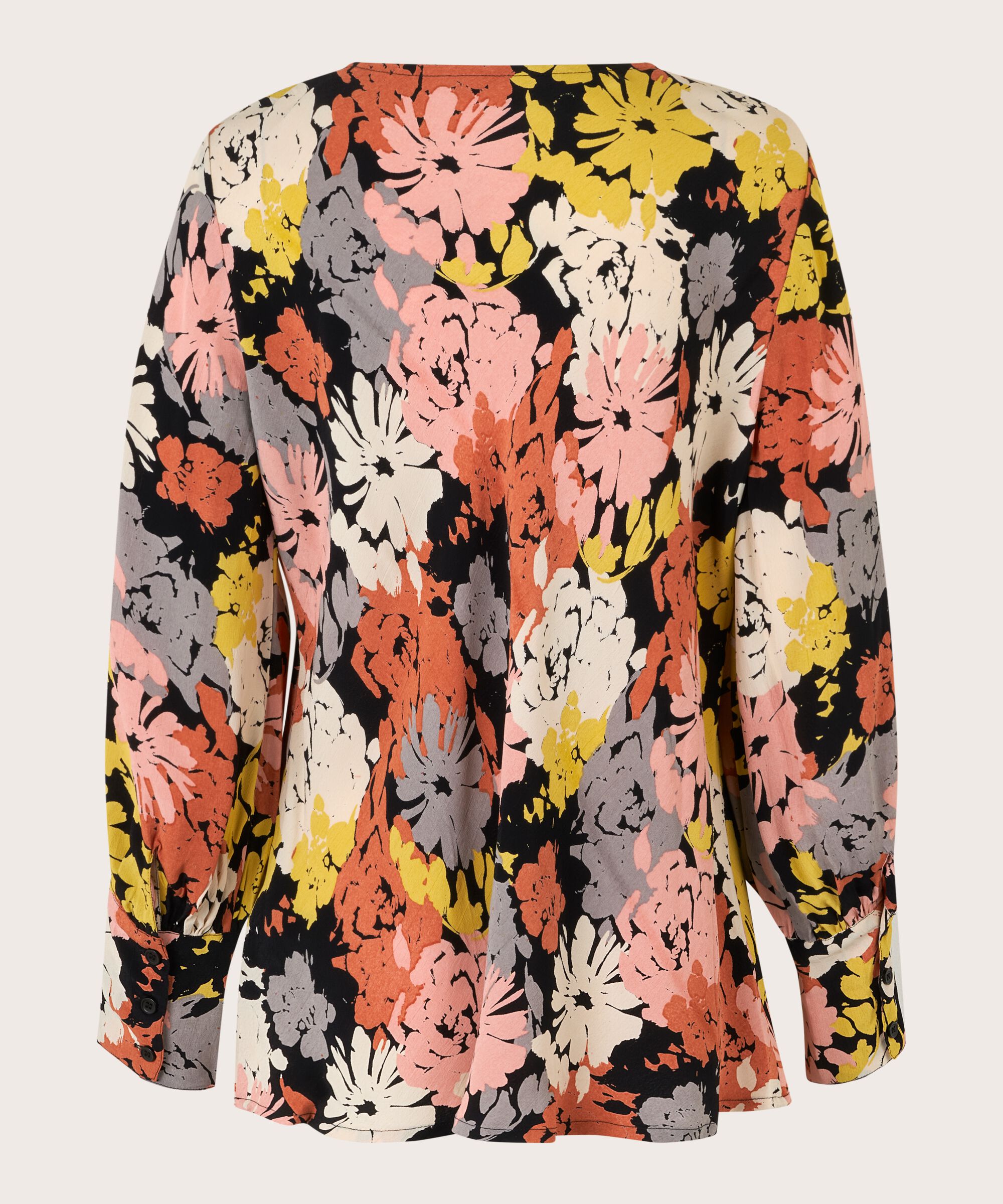 Bluse aus Viskose mit Blumendruck, Oil Yellow