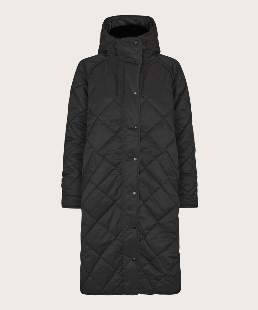 Steppmantel mit Kapuze, Black