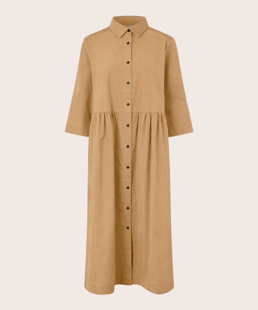 Samthemdkleid mit 3/4-Ärmeln, Travertine