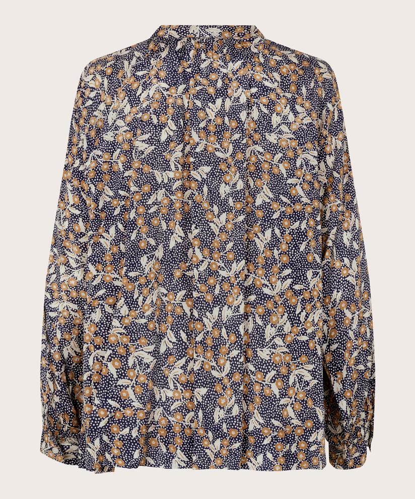Viskosebluse mit Schleife am Hals, Maritime Blue