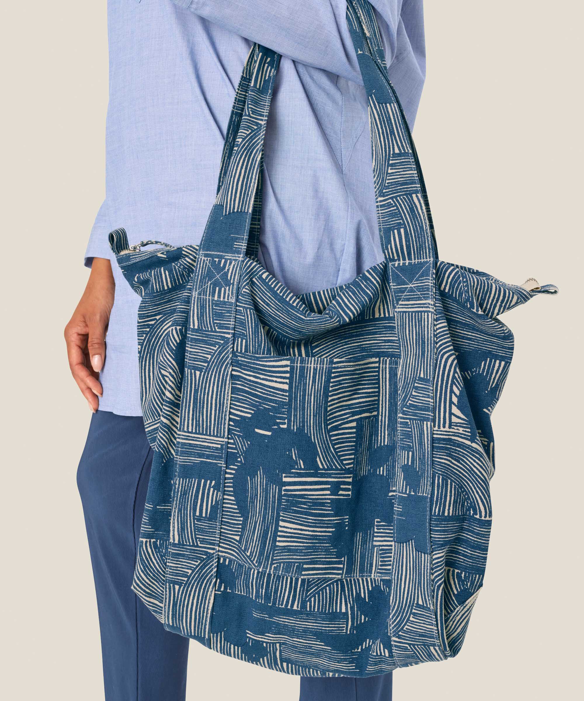 Großer Canvas-Shopper mit Reißverschluss, Sargasso Sea