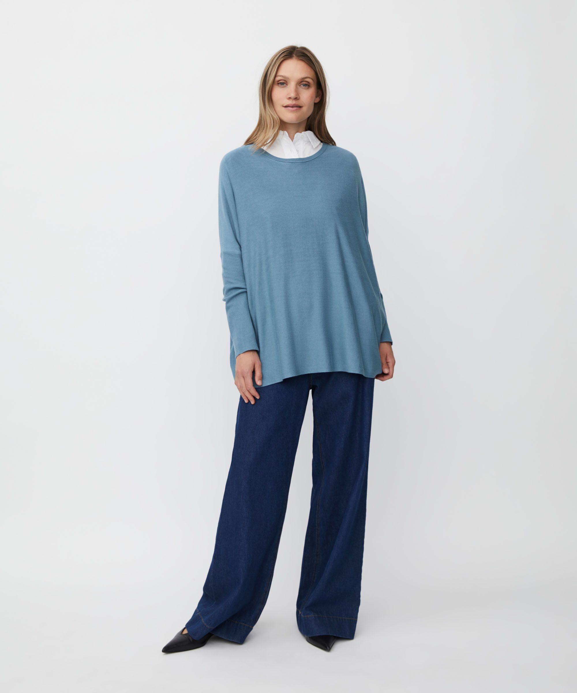 Oversize-pullover Mit Schmalen Ärmeln, Proven Blue