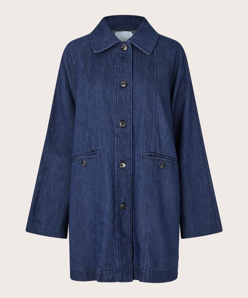 Ungefütterte Jeansjacke mit Knopfverschluss, Dark Denim