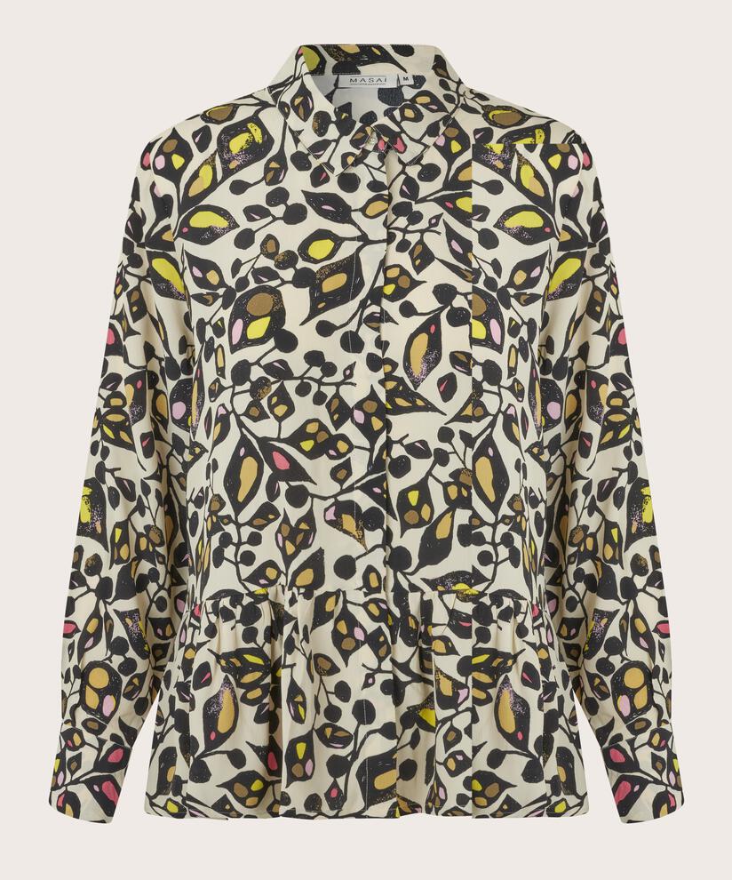 Viskosehemdbluse mit Schößchendetail, Capers