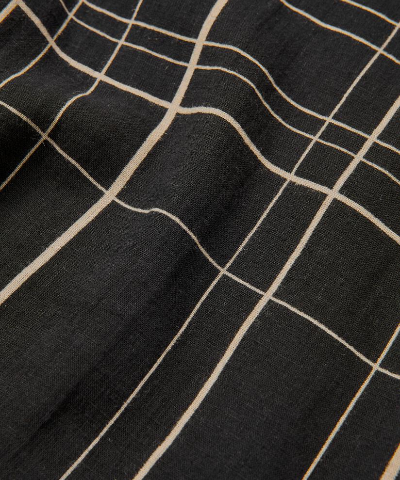 Kurzarmhemd aus bedrucktem Leinenmix, Black