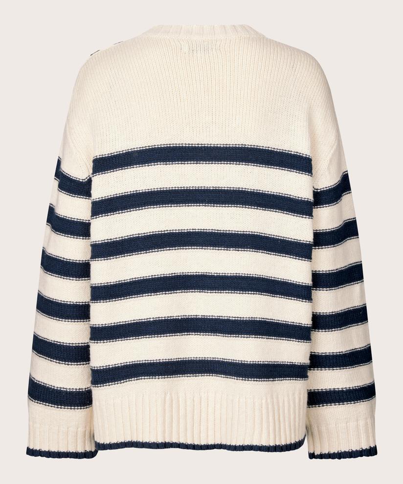 Strickpullover mit Knopfdetail an der Schulter, Mblue/Whc