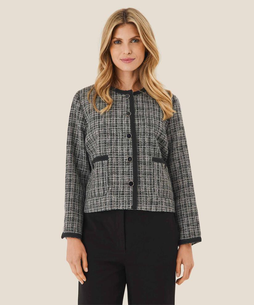 kurze Tweedjacke mit schöner Einfassung, Black