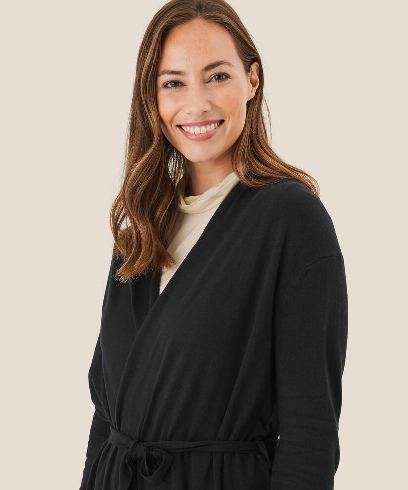 langer Cardigan mit Gürtel, Black