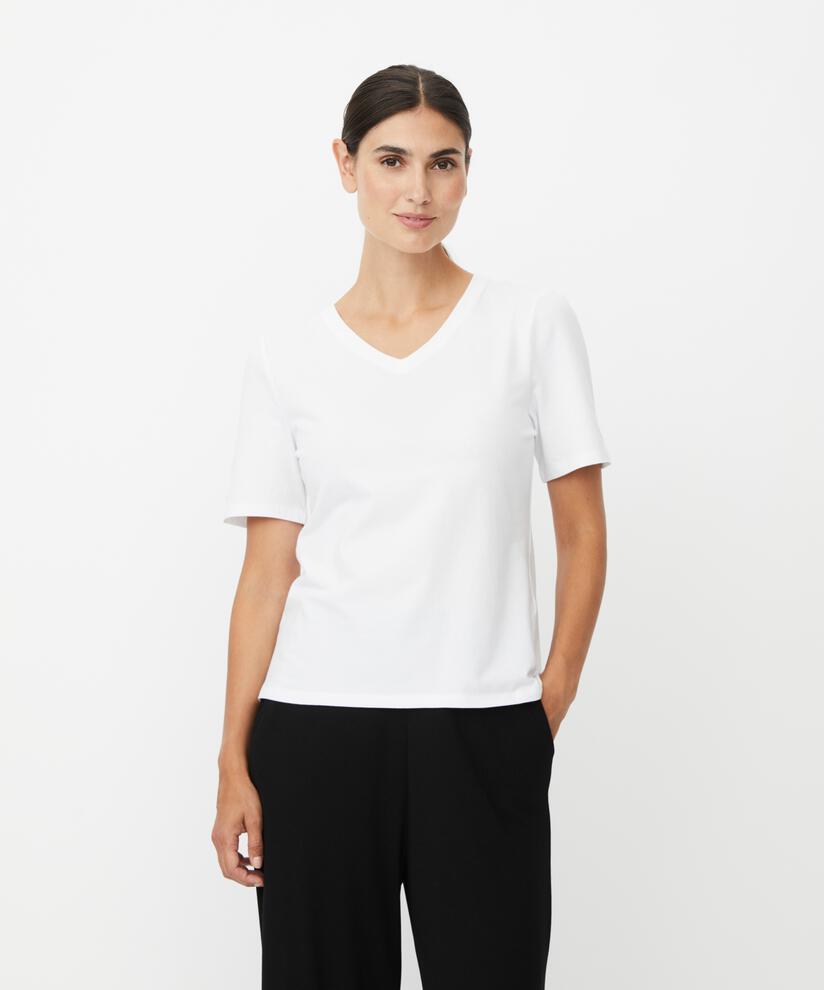 T-Shirt mit V-Ausschnitt und 1/2 Ärmeln, White