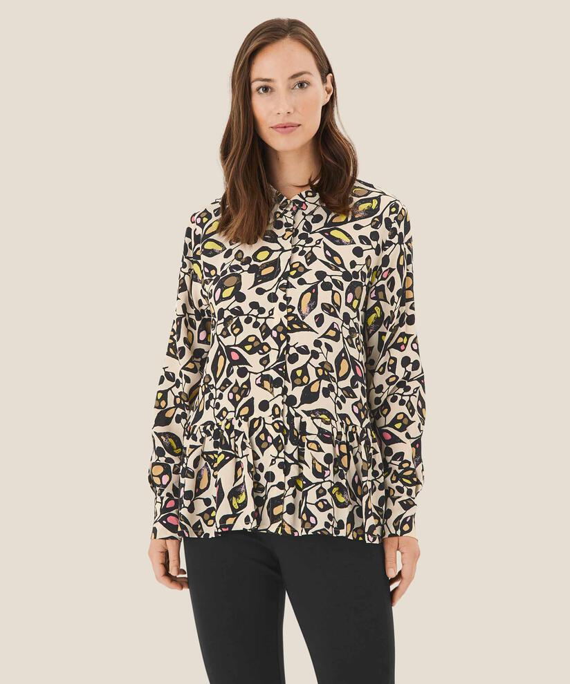 Viskosehemdbluse mit Schößchendetail, Capers