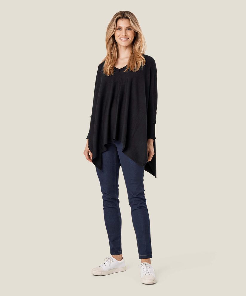 Oversize-Strickpullover mit schmalen Ärmeln, Black