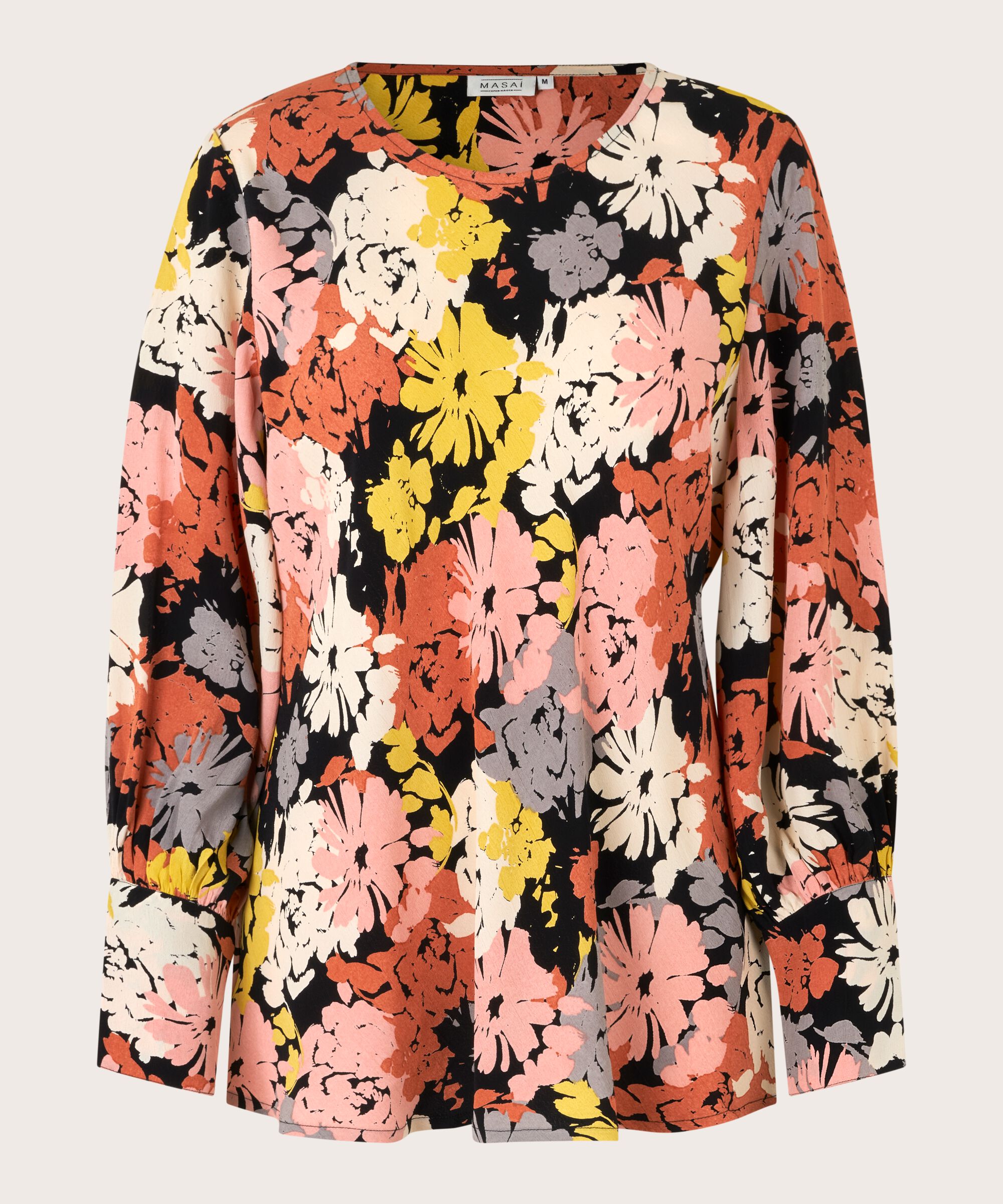 Bluse aus Viskose mit Blumendruck, Oil Yellow