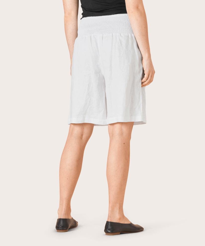 Leinenshorts Mit Gesmoktem Gummizug Hinten, White