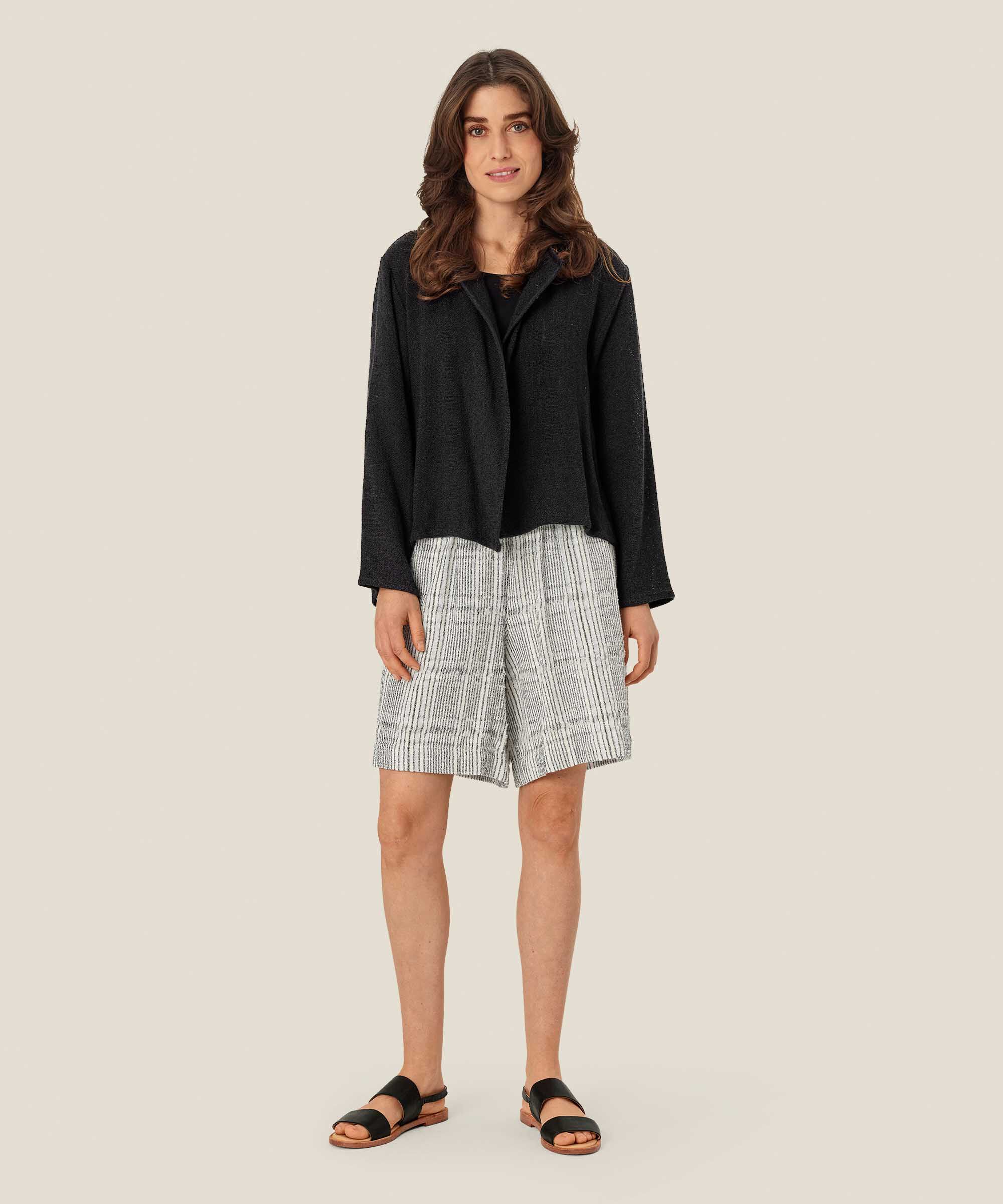 Karierte Shorts aus Baumwollmischung mit elastischem Bund, Fog