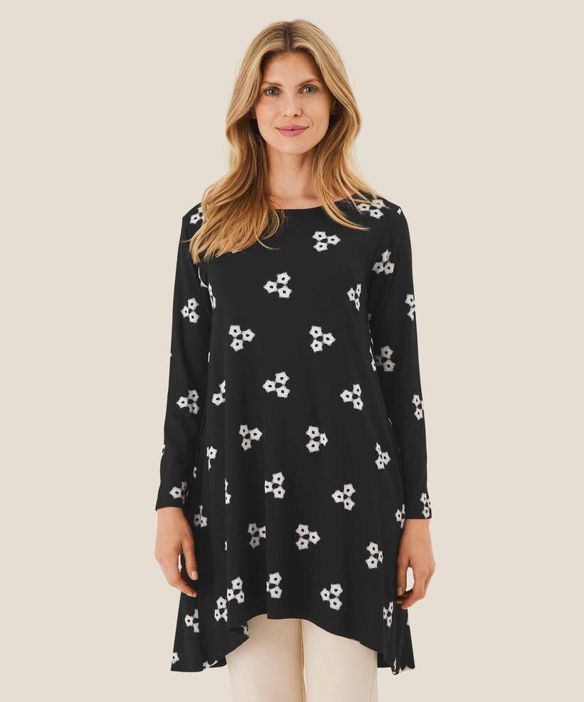 Jersey-Tunika mit weitem Ausschnitt, Black