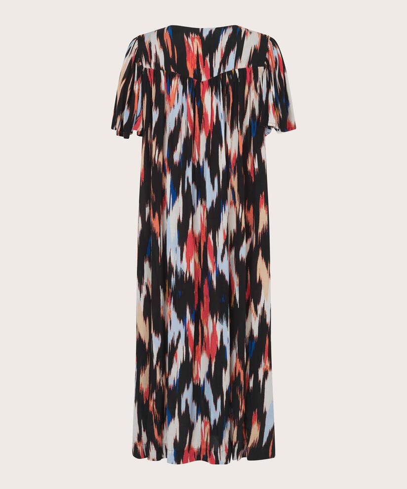 Bedrucktes Viskosekleid mit vielen Falten, Hibiscus