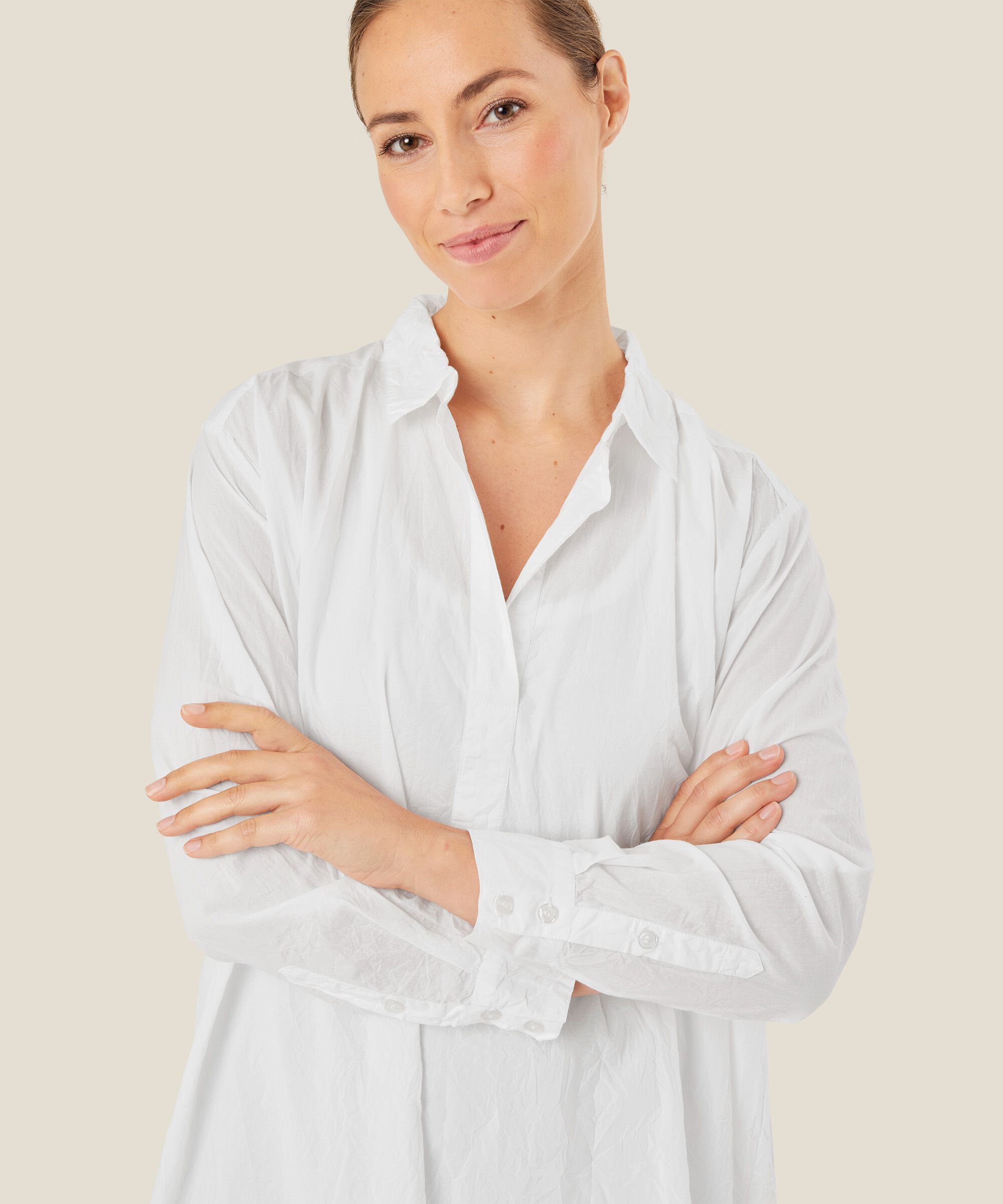 Hemdblusenkleid in Baumwollqualität, White