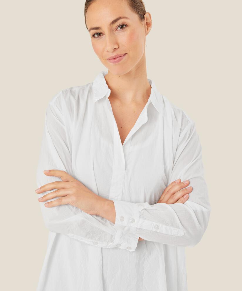 Hemdblusenkleid in Baumwollqualität, White