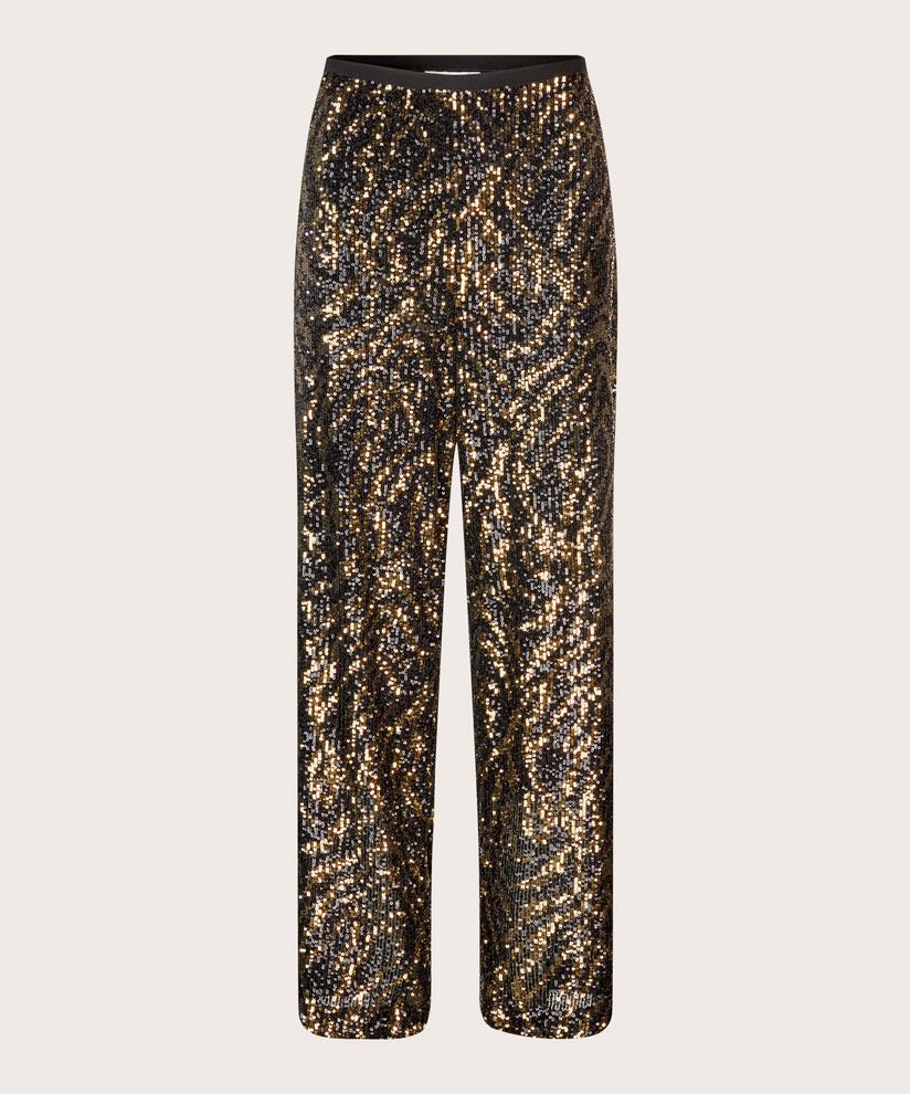 Paillettenhose mit Gummizug und verstecktem Reißverschluss, Black