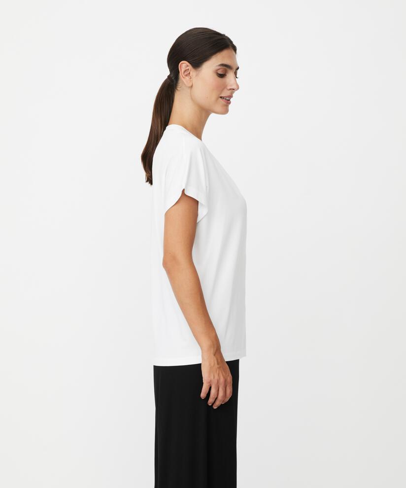 T-Shirt mit V-Ausschnitt aus weichem Jersey, White