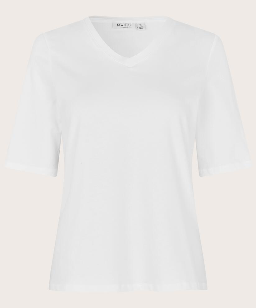 T-Shirt mit V-Ausschnitt und 1/2 Ärmeln, White