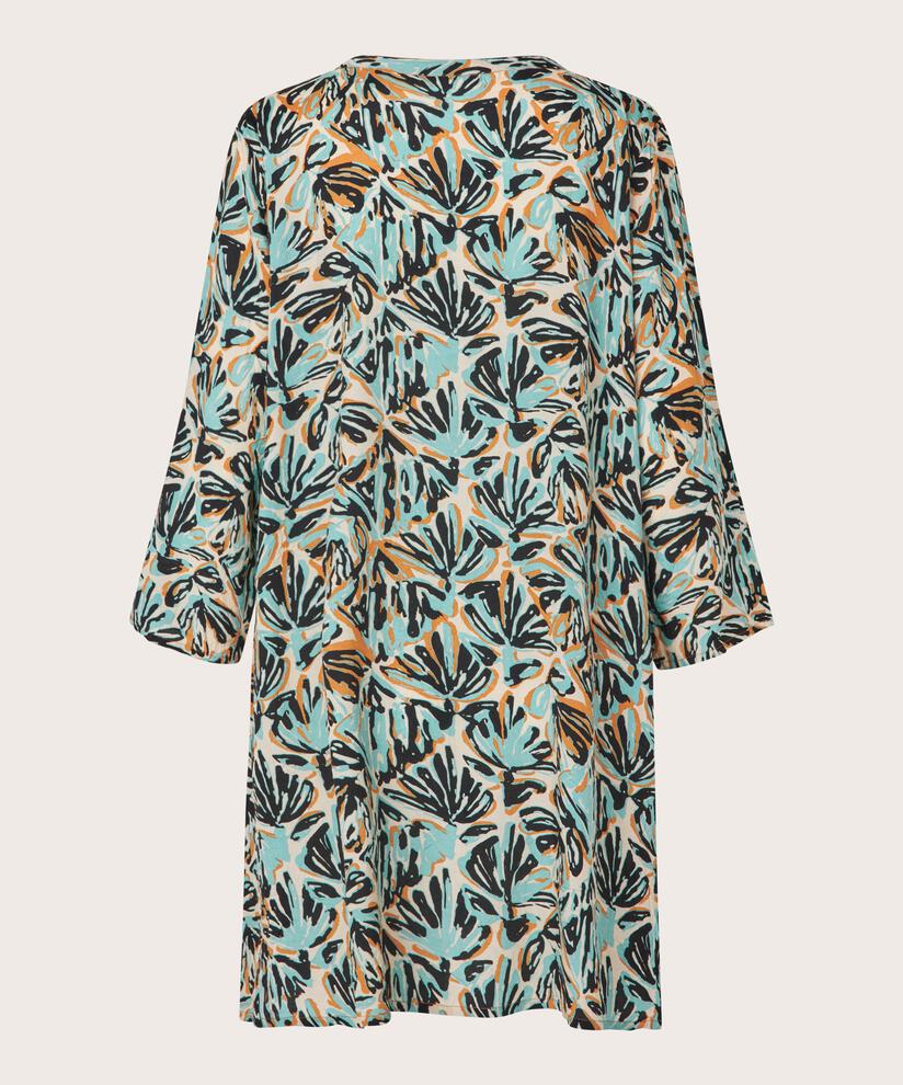 Bedruckte Viskose-tunika Mit 3/4-ärmeln, Aqua