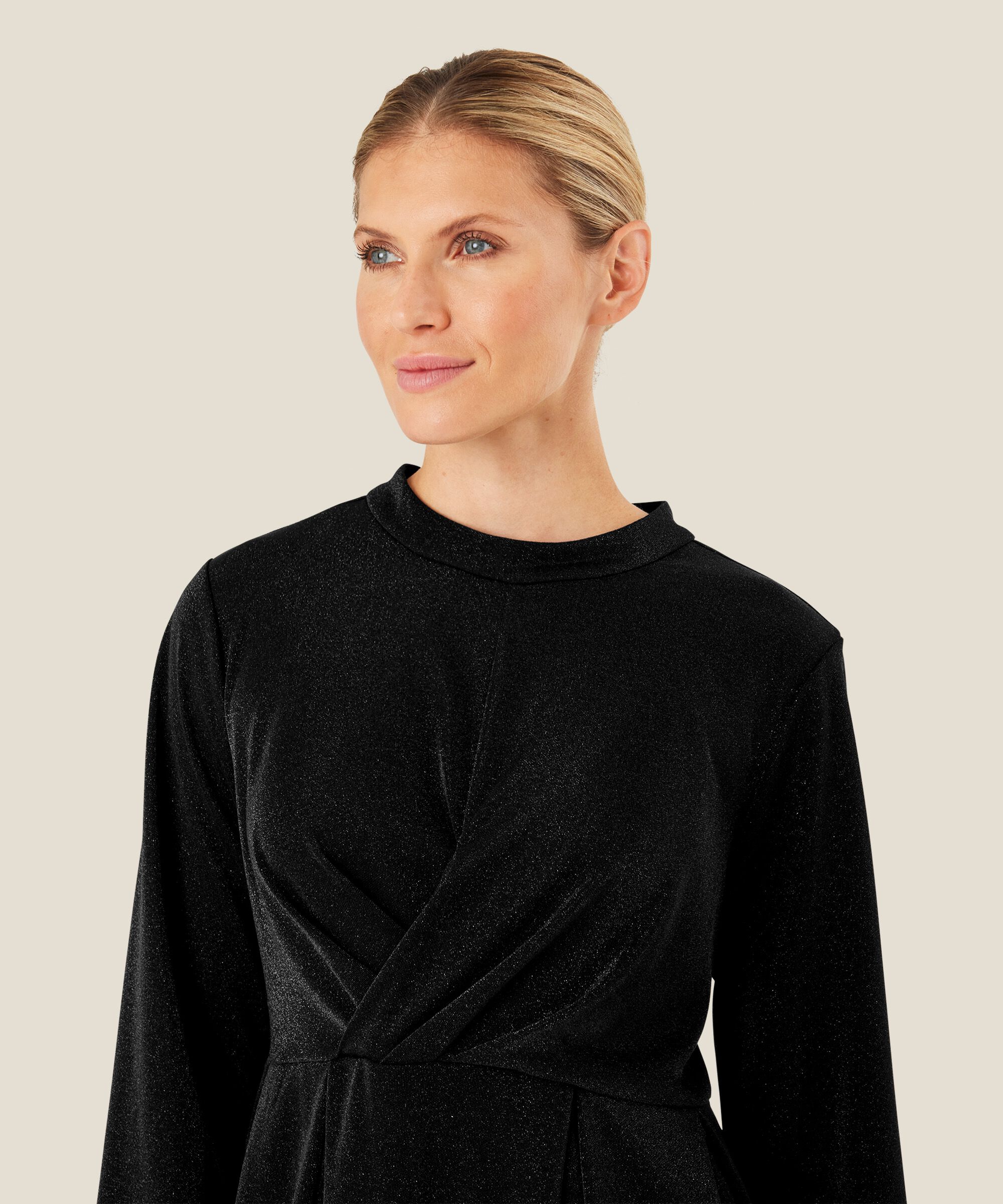 Glitzer-Jersey-Kleid mit Wickeleffekt, Black