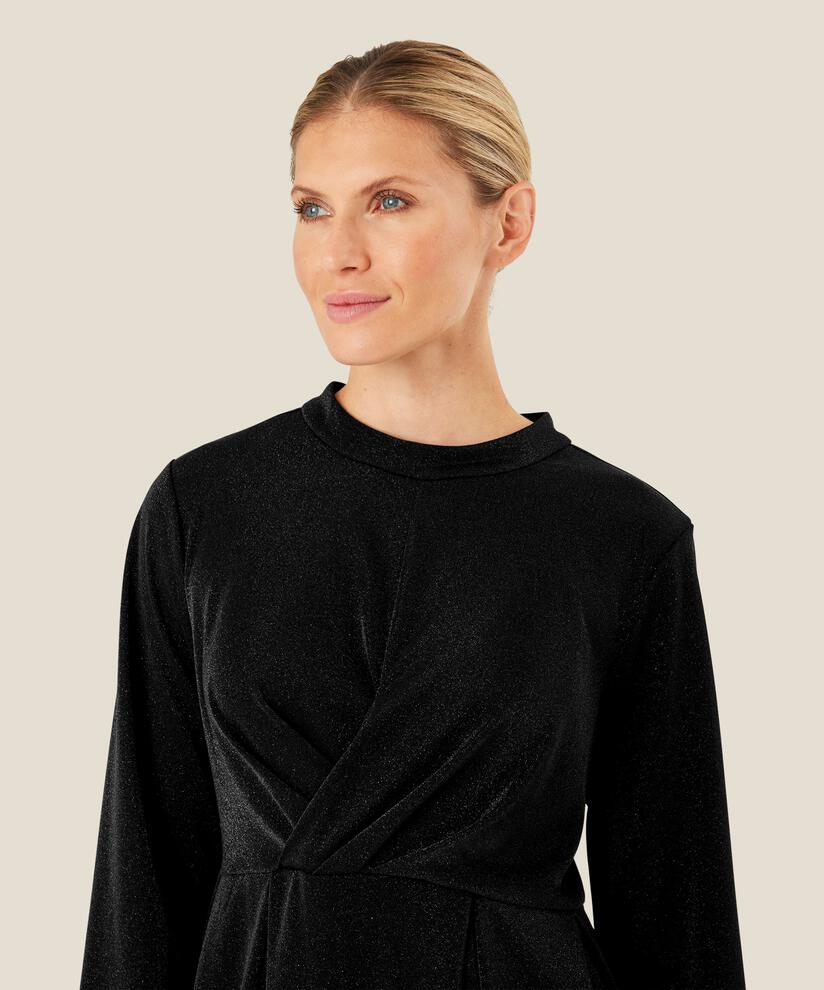 Glitzer-Jersey-Kleid mit Wickeleffekt, Black