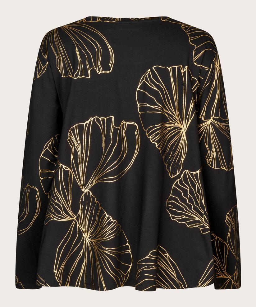 Bedrucktes Shirt Mit Rundem Hals, Gold