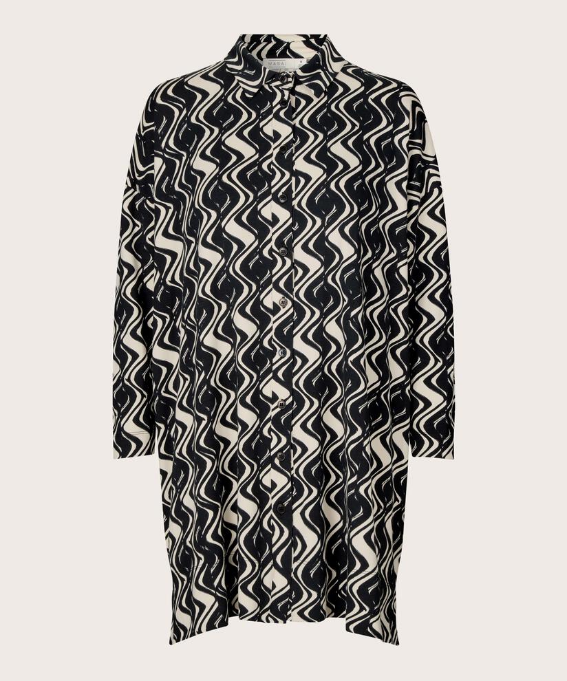 Jersey-Tunika mit Knöpfen und Seitenschlitz, Black
