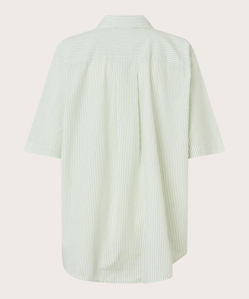 Gestreiftes Baumwollhemd mit Stickerei, Frosty Green
