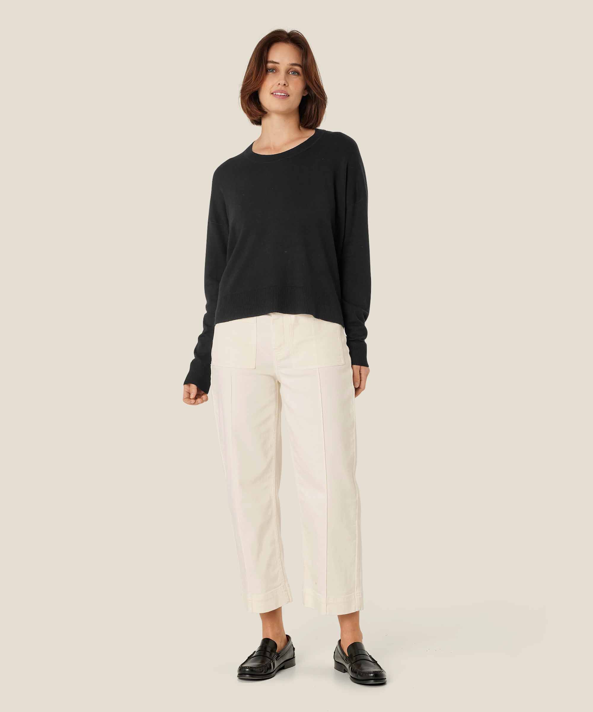 Feinstrick-top Mit Gerippten Kanten, Black