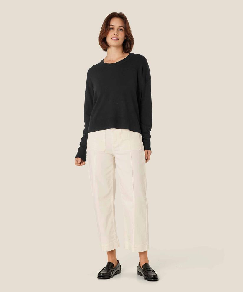Feinstrick-top Mit Gerippten Kanten, Black