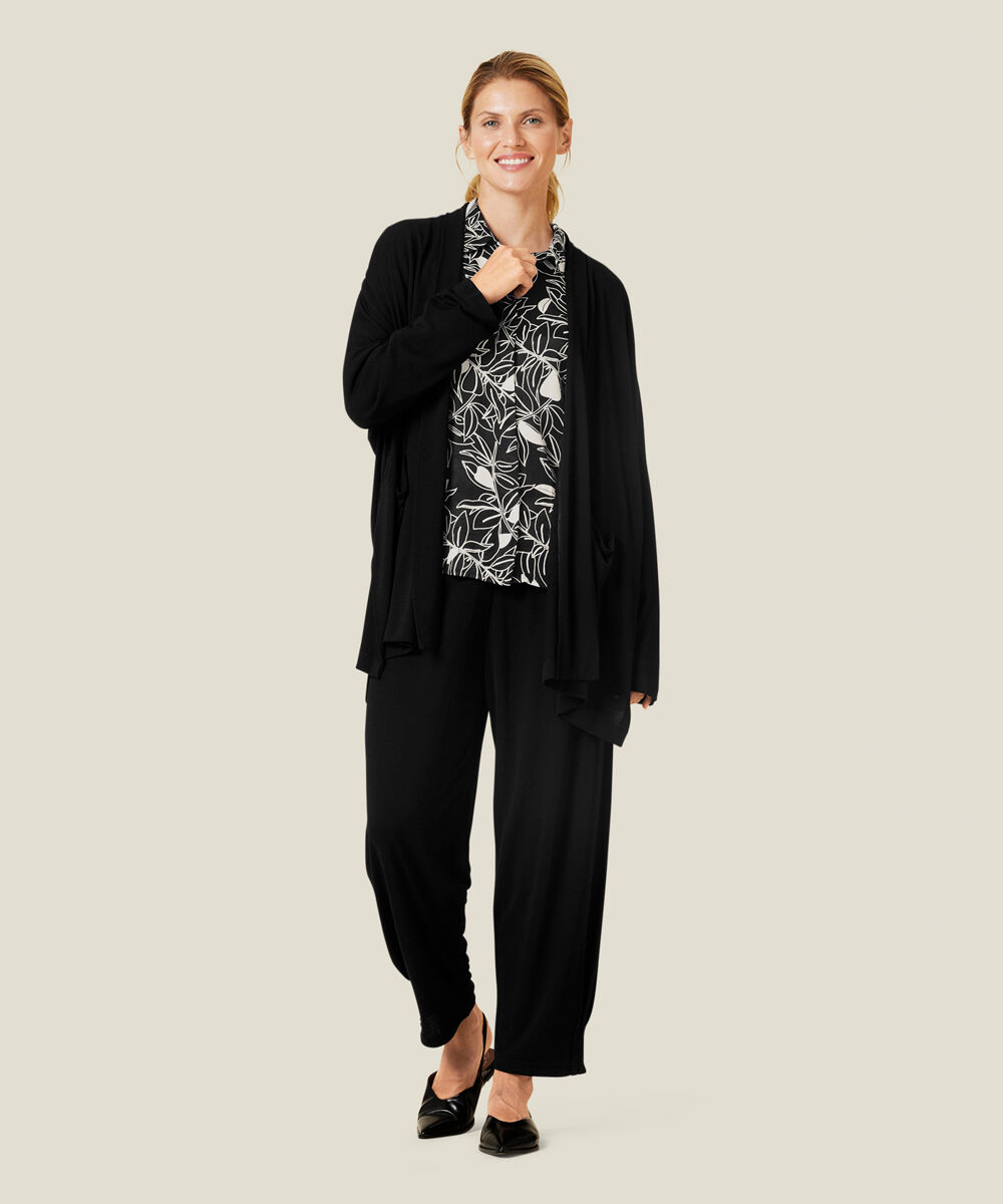 Jersey-Cardigan mit Taschen, Black