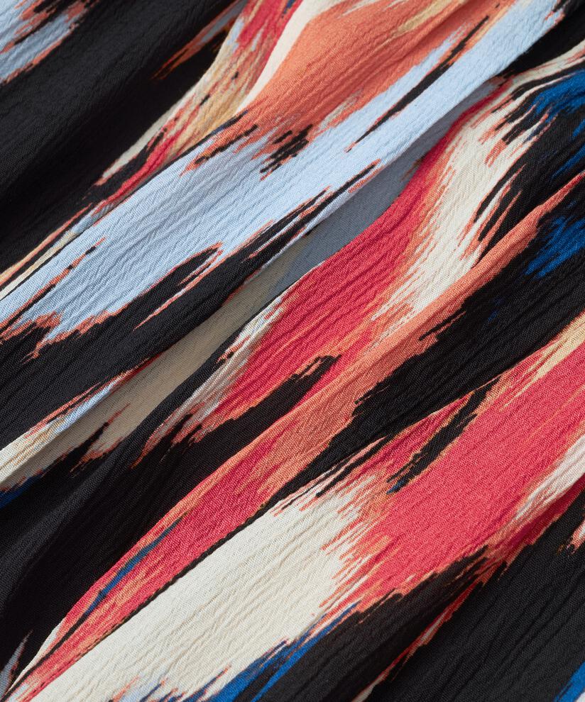 Bedrucktes Viskosekleid mit vielen Falten, Hibiscus