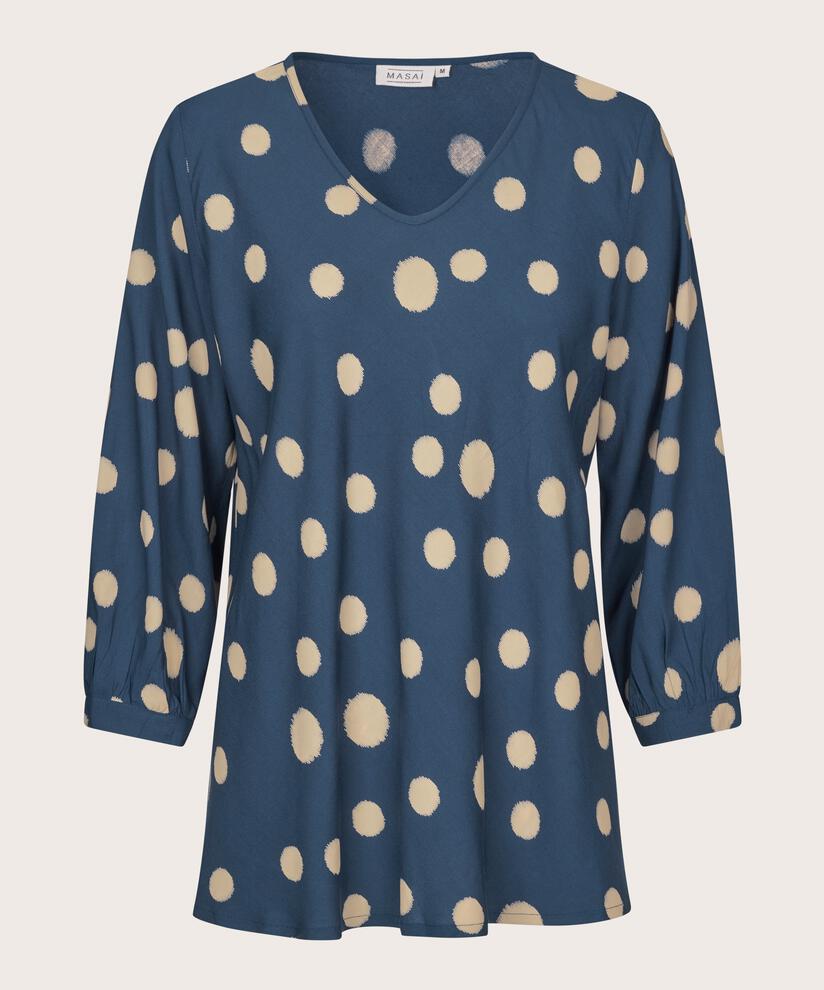Bedruckte Viskosebluse mit V-Ausschnitt, Moonlit Ocean