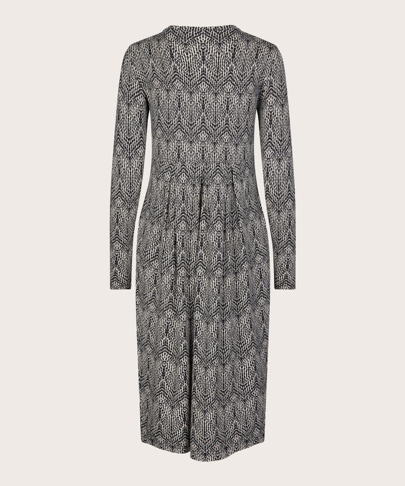 gemustertes Tulpenkleid mit langen Ärmeln, Black