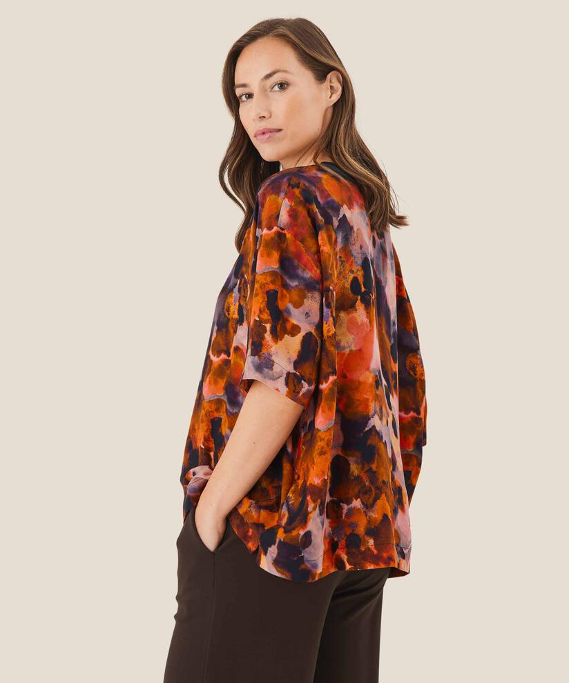 Viskosebluse mit 1/2 Ärmeln, Spicy Orange